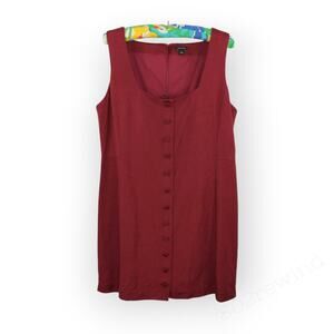 12 Ann Taylor Sleeveless Jewel Neck Sheath Dress Moroccan Red LinenBlend